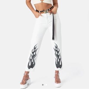 adika white flames jeans